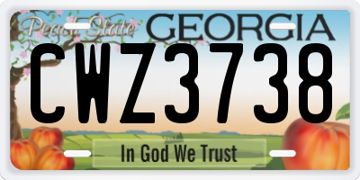 GA license plate CWZ3738