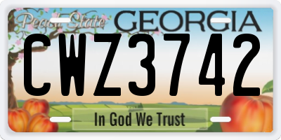 GA license plate CWZ3742