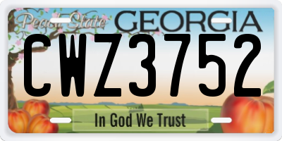 GA license plate CWZ3752