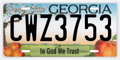 GA license plate CWZ3753