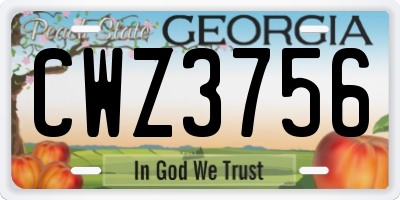GA license plate CWZ3756