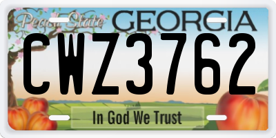 GA license plate CWZ3762