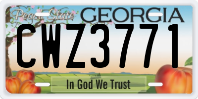 GA license plate CWZ3771