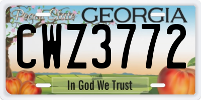 GA license plate CWZ3772