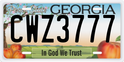 GA license plate CWZ3777