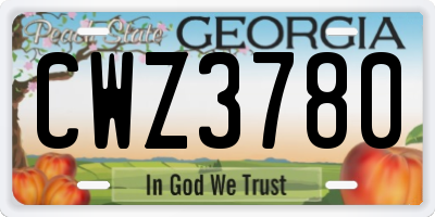 GA license plate CWZ3780