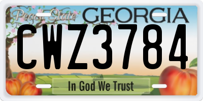 GA license plate CWZ3784