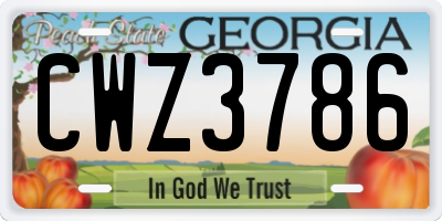 GA license plate CWZ3786