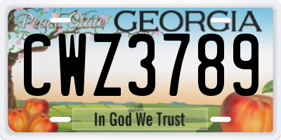 GA license plate CWZ3789