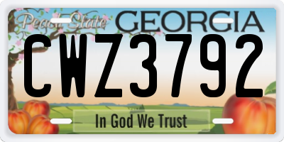 GA license plate CWZ3792