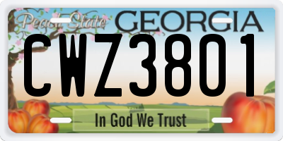 GA license plate CWZ3801