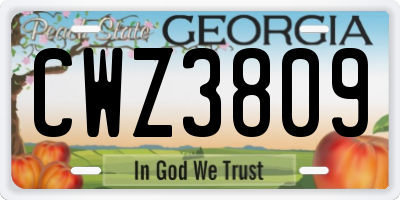 GA license plate CWZ3809