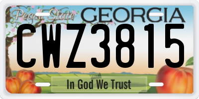 GA license plate CWZ3815