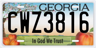 GA license plate CWZ3816
