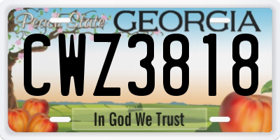 GA license plate CWZ3818