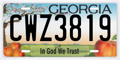 GA license plate CWZ3819