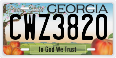 GA license plate CWZ3820