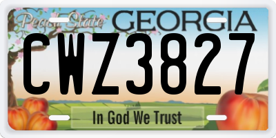 GA license plate CWZ3827