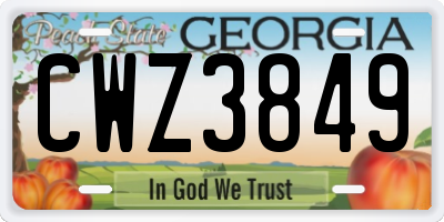 GA license plate CWZ3849