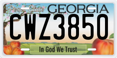 GA license plate CWZ3850