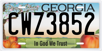 GA license plate CWZ3852