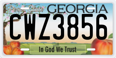 GA license plate CWZ3856