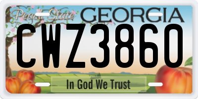 GA license plate CWZ3860