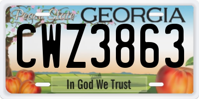 GA license plate CWZ3863