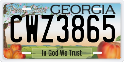 GA license plate CWZ3865