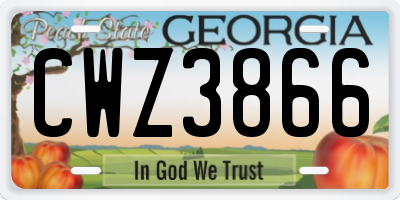 GA license plate CWZ3866