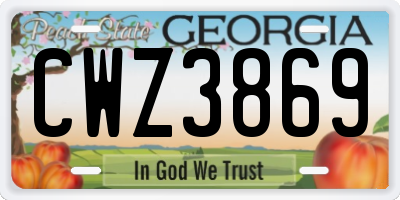 GA license plate CWZ3869
