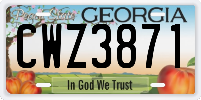 GA license plate CWZ3871