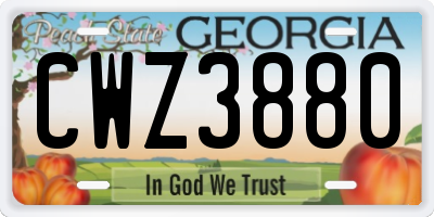 GA license plate CWZ3880