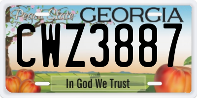 GA license plate CWZ3887