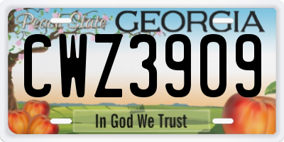 GA license plate CWZ3909