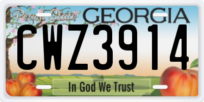 GA license plate CWZ3914