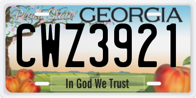 GA license plate CWZ3921