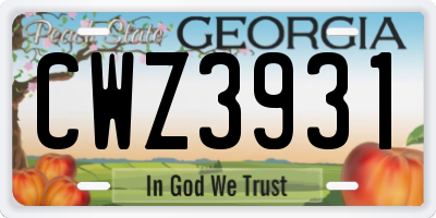 GA license plate CWZ3931