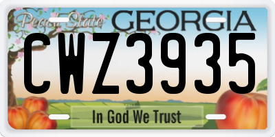 GA license plate CWZ3935