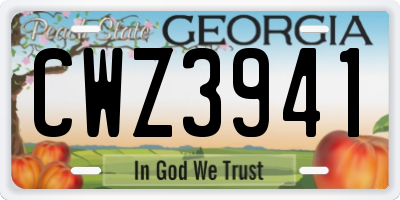 GA license plate CWZ3941