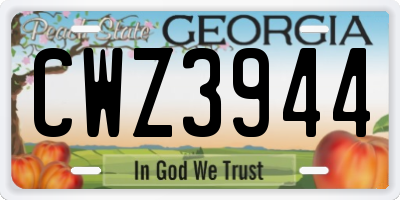GA license plate CWZ3944