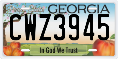 GA license plate CWZ3945