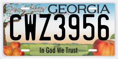 GA license plate CWZ3956