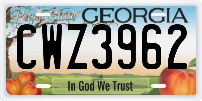 GA license plate CWZ3962