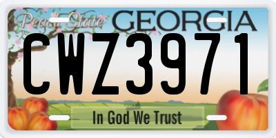 GA license plate CWZ3971