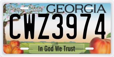 GA license plate CWZ3974
