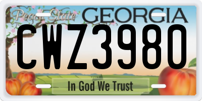 GA license plate CWZ3980