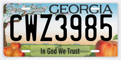 GA license plate CWZ3985