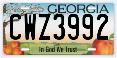 GA license plate CWZ3992
