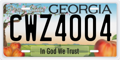 GA license plate CWZ4004